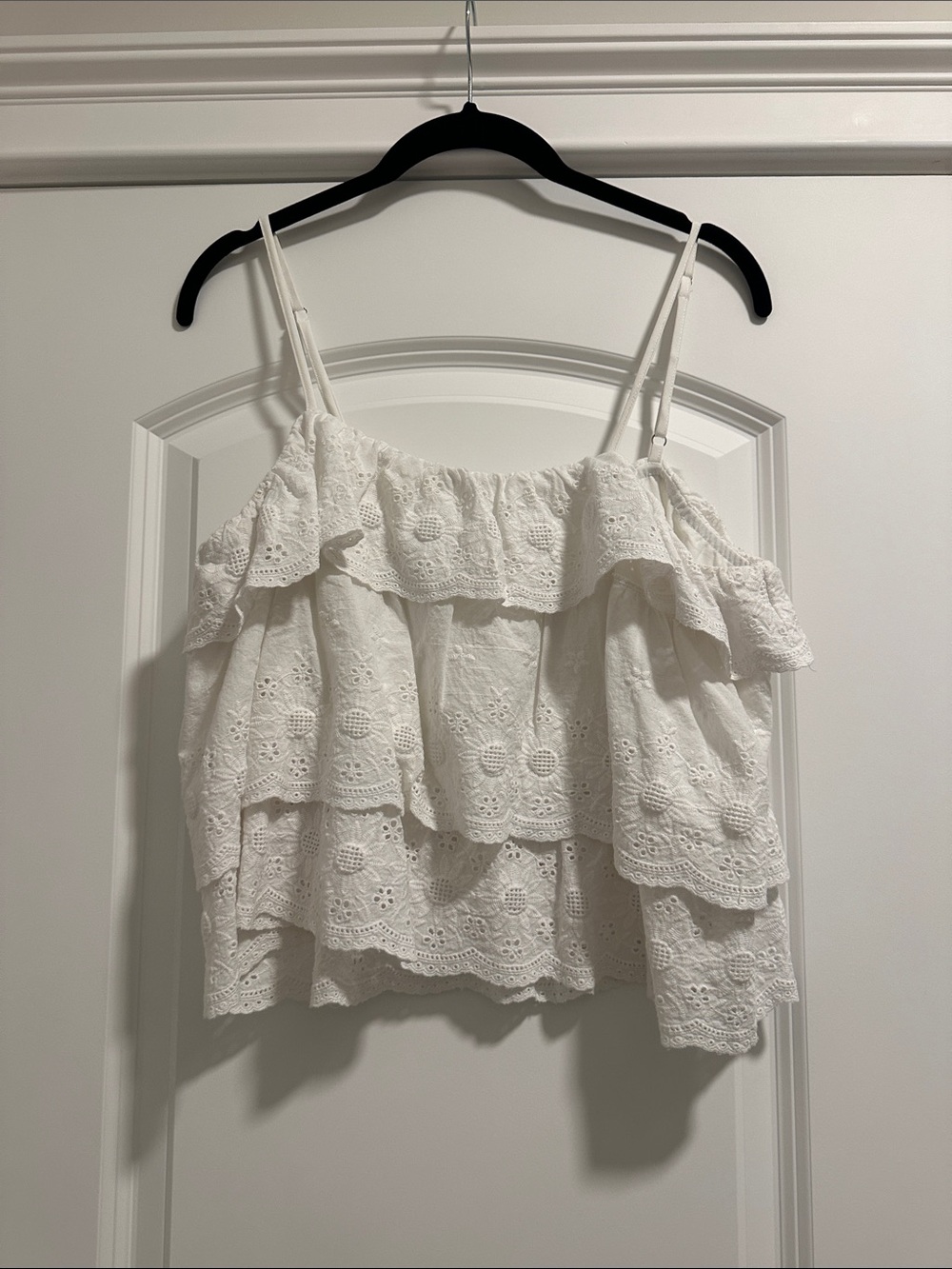 Anna Rae Eyelet Ruffle Cami Top